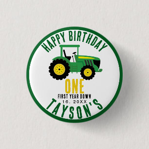 Badge Rond 2,50 Cm Star Your Tracteur 1er anniversaire Thème de la