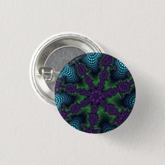 Badge Rond 2,50 Cm Starburst turquoise et vert (Devant & derrière)