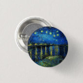 Badge Rond 2,50 Cm Starry Night Over the Rhone par Vincent Van Gogh (Devant & derrière)