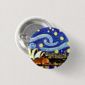 Badge Rond 2,50 Cm Starry Night Sydney Australie Opéra (Devant & derrière)