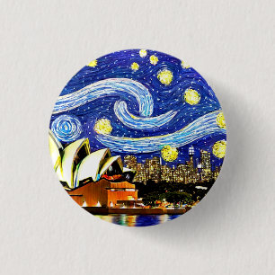 Badge Rond 2,50 Cm Starry Night Sydney Australie Opéra