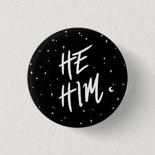 Badge Rond 2,50 Cm Stars He/Him Pronouns