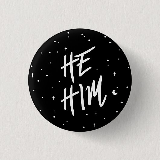 Badge Rond 2,50 Cm Stars He/Him Pronouns (Devant)