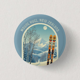 Badge Rond 2,50 Cm Station de ski de Mount Hutt Nouvelle-Zélande souv