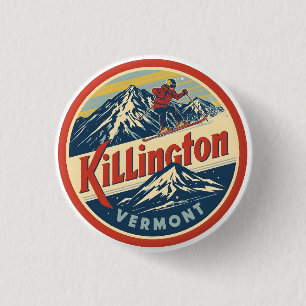 Badge Rond 2,50 Cm Station de ski vintage KILLINGTON Vermont montagne