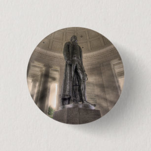 Badge Rond 2,50 Cm Statue de bronze du Thomas Jefferson Memorial
