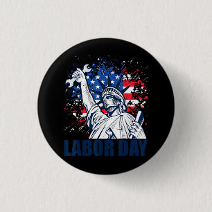 Badge Rond 2,50 Cm Statue de la Liberté drôle Drapeau USA Fête du Tra