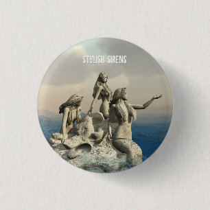 Badge Rond 2,50 Cm Statue de sirènes. Personnalisé