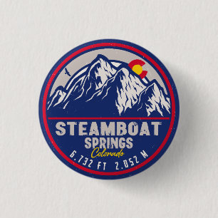 Badge Rond 2,50 Cm Steamboat Springs Colorado Mountain Ski Randonnée