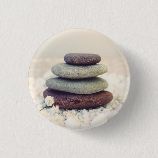 Badge Rond 2,50 Cm Stones empilées Méditative Cairn (Devant)