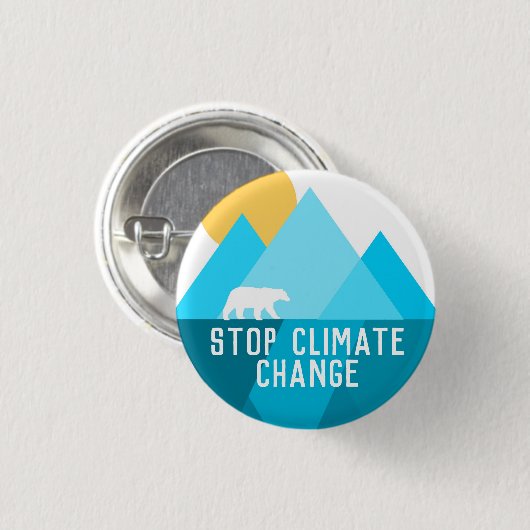 Badge Rond 2,50 Cm Stop Climate Change Polar Bear Glacier Button (Devant & derrière)