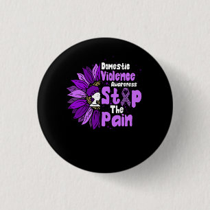 Badge Rond 2,50 Cm Stop The Pain Domestic Violence Awareness Sunflowe