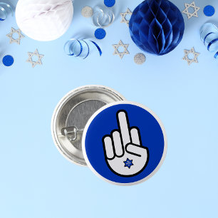 Badge Rond 2,50 Cm Stoppez avec Israël, Hamsa au doigt moyen