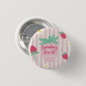 Badge Rond 2,50 Cm Strawberry Berry First Birthday  (Devant & derrière)