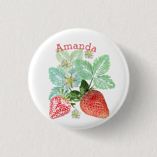 Badge Rond 2,50 Cm Strawberry, berry red.