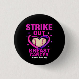 Badge Rond 2,50 Cm Strikeout Sensibilisation au cancer du sein Violen