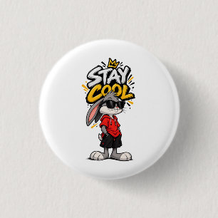 Badge Rond 2,50 Cm Style de rue lapin graphique Restez Cool – Urba dr
