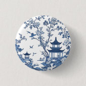 Badge Rond 2,50 Cm Style élégant simple Fleur Bleue Blanc style (Devant)