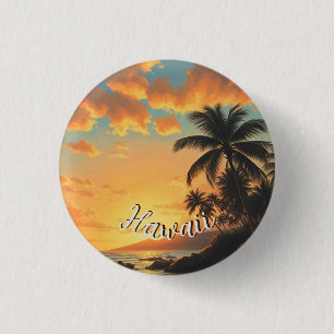 Badge Rond 2,50 Cm Style Vintage Hawaïen Voyage Côte Mer Coucher de s