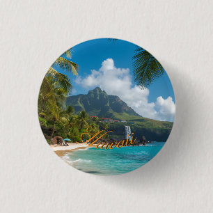 Badge Rond 2,50 Cm Style Vintage Palmiers de mer bleus Hawaïens Ciel