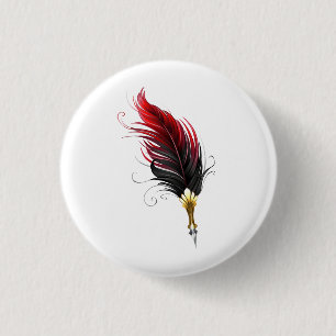 Badge Rond 2,50 Cm Stylo rouge en plumes avec nib or