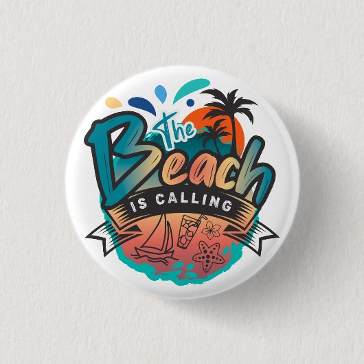 Badge Rond 2,50 Cm Sublimation d'été et de plage (Devant)