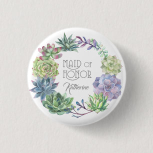 Badge Rond 2,50 Cm Succulents Wreath Maid of Honor ID517