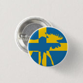 Badge Rond 2,50 Cm Suède Moose Suède Drapeau animal national suédois (Devant & derrière)