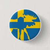 Badge Rond 2,50 Cm Suède Moose Suède Drapeau animal national suédois (Devant)