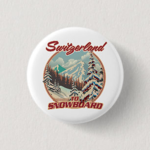 Badge Rond 2,50 Cm Suisse pour faire du snowboard
