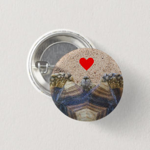 Badge Rond 2,50 Cm Sulcata Tortoise et Sable au coeur