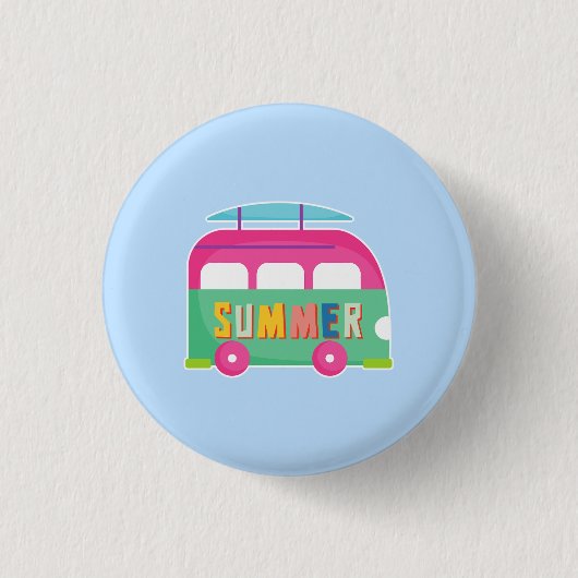 Badge Rond 2,50 Cm Summer mignonne Campervan Nouveauté (Devant)