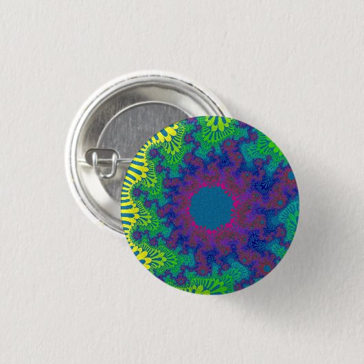 Badge Rond 2,50 Cm Sunburst arc-en-ciel vert (Devant & derrière)