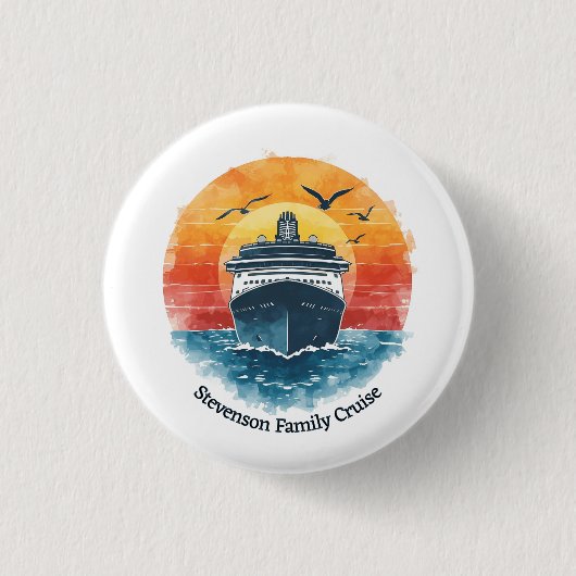 Badge Rond 2,50 Cm Sunset Family Name Vacation Cruise Ship Keepsake (Devant)