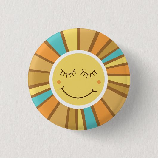 Badge Rond 2,50 Cm Sunshine Super Retro Boho Hippie autour du soleil (Devant)