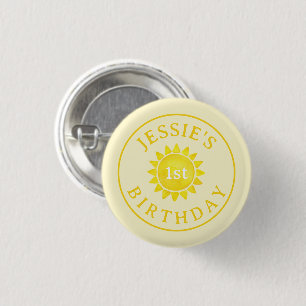 Badge Rond 2,50 Cm Sunshine Thème 1er fête d'anniversaire