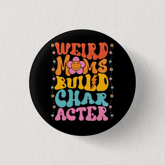 Badge Rond 2,50 Cm Super Feu Moms Construire Caractère Surstimulé M (Devant)