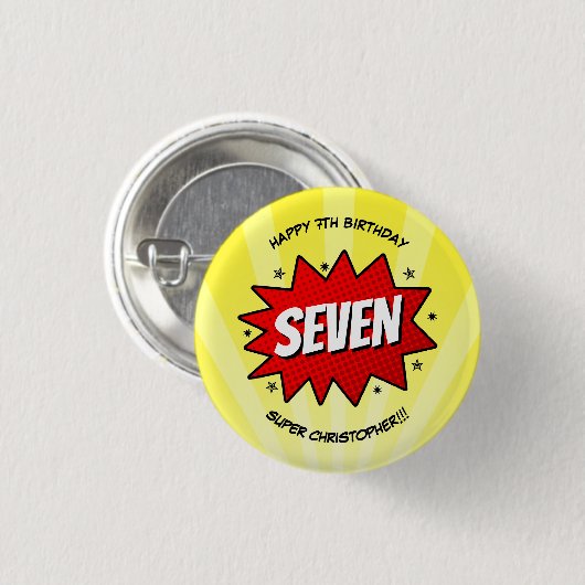 Badge Rond 2,50 Cm Superhero Comic Book N'importe quel âge Anniversai (Devant & derrière)