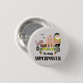 Badge Rond 2,50 Cm Superpuissance du jardin, jardinier mignon (Devant & derrière)