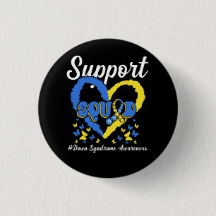 Badge Rond 2,50 Cm Support Squad Heart Down Syndrome Awareness Ribbon