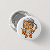 Badge Rond 2,50 Cm Surprised Chef Cat Cooking Button (Devant & derrière)