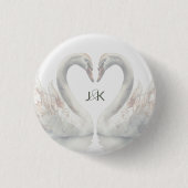 Badge Rond 2,50 Cm Swans romantiques Mariage Couple Monogramme (Devant)
