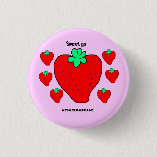 Badge Rond 2,50 Cm Sweet As Strawberriez pastel pixel art mini bouton (Devant)