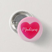 Badge Rond 2,50 Cm Sweet Bright Pink Heart Personalized (Devant & derrière)