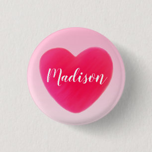 Badge Rond 2,50 Cm Sweet Bright Pink Heart Personalized