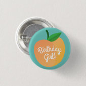 Badge Rond 2,50 Cm Sweet Peach Cute Fruit 1er Anniversaire Thème (Devant & derrière)
