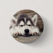 Badge Rond 2,50 Cm Sweet Sibérie Husky Puppy Sleeping (Devant)