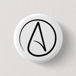 Badge Rond 2,50 Cm Symbole athéisme : noir sur blanc