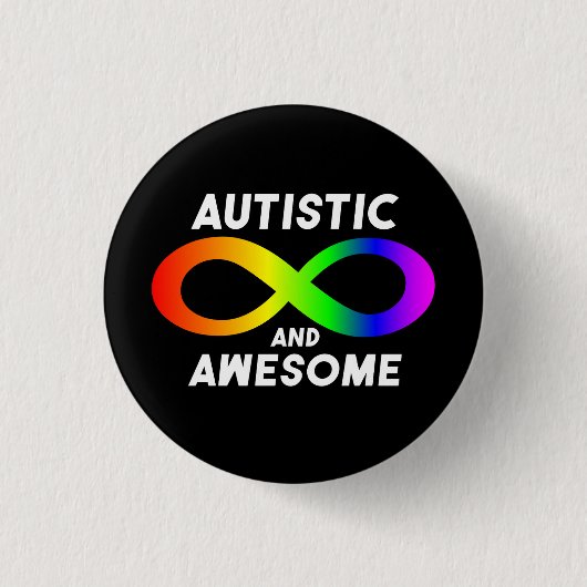 Badge Rond 2,50 Cm Symbole Autistique et Awesome Infinity (Devant)