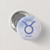 Badge Rond 2,50 Cm SYMBOLE D'Astrologie Taurus Cute Personalisé Viole (Devant & derrière)